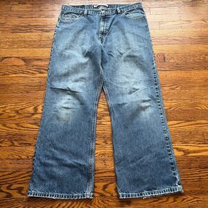Vintage Y2K Express Jeans Mens 36x30 Blue Precision Fit Low Rise Bootcut Baggy
